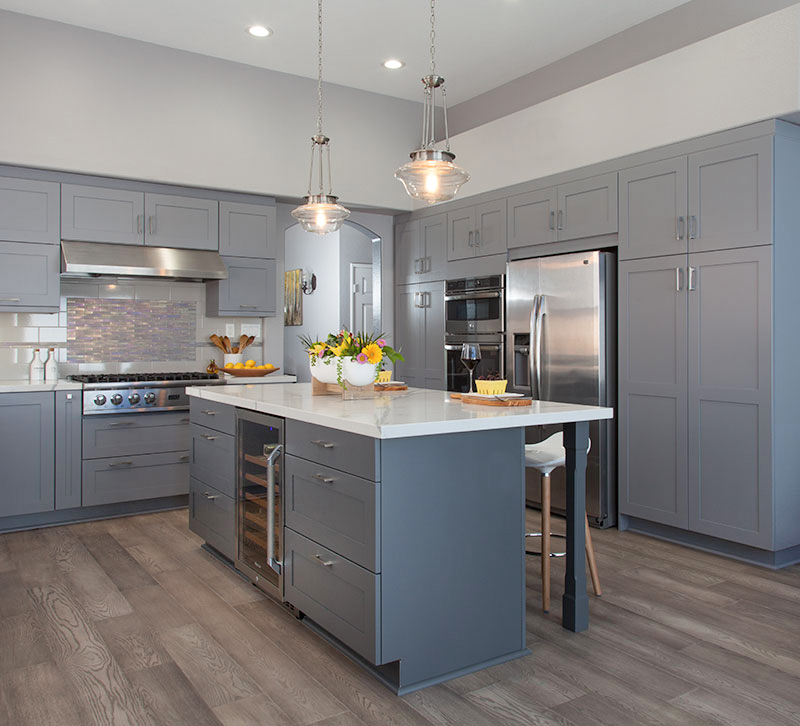 Modern Gray Shaker Kitchen with island