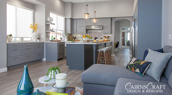 Modern Gray Shaker Kitchen with island