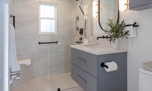 A guest bathroom becomes a tranquil retreat.